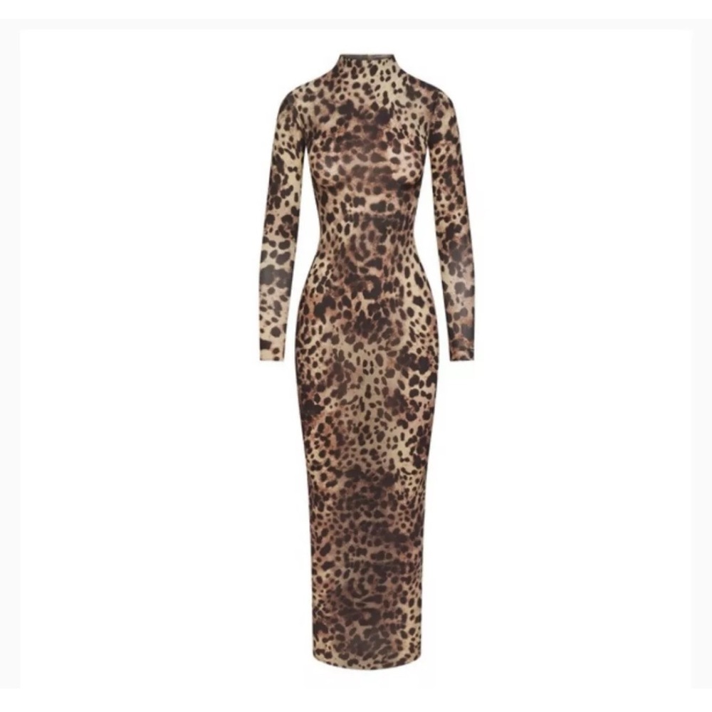 DOLCE&GABBANA X SKIMS MILKY SHEER MOCK NECK LONG DRESS XS